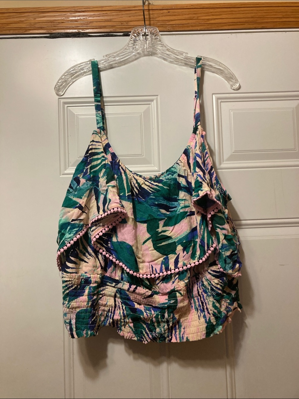 Torrid Floral Ruffle Crop Top - Pink & Green 3